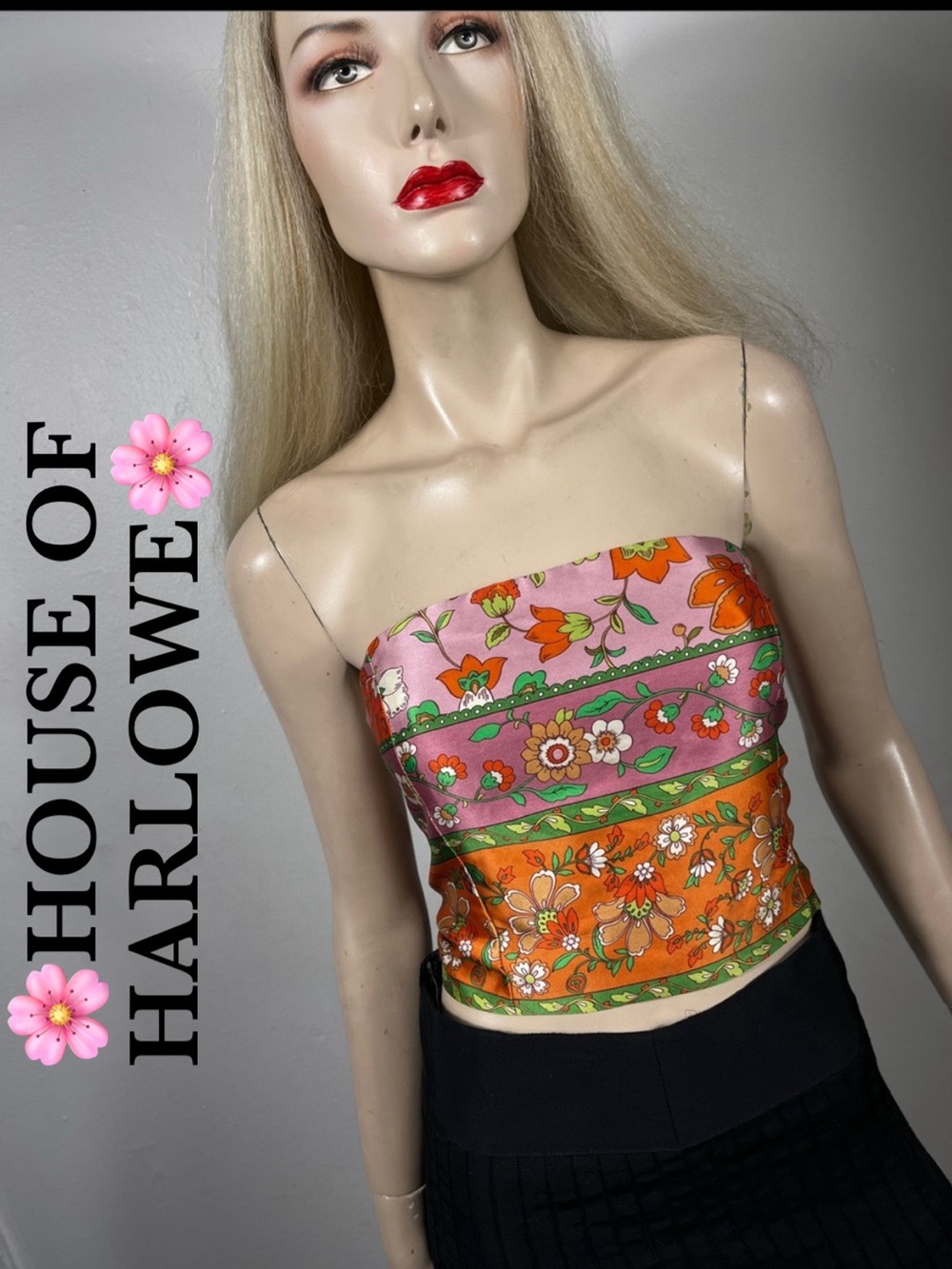 House of Harlow 1960 Pink Floral Smocked Women's Top